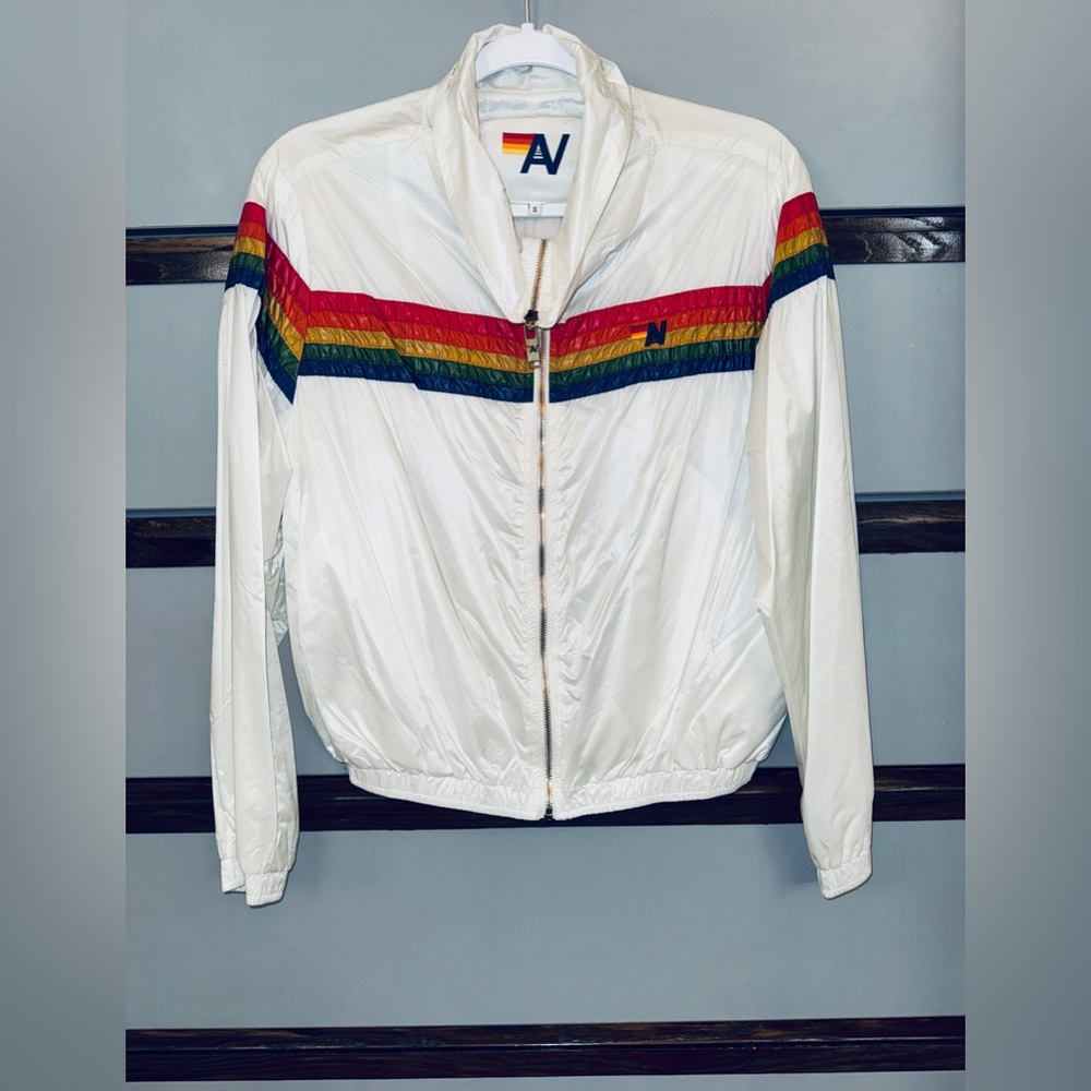 AVIATOR NATION π 5 Stripe Windbreaker Jacket Small & Wind Pant XS Vintage White - Picture 9 of 14